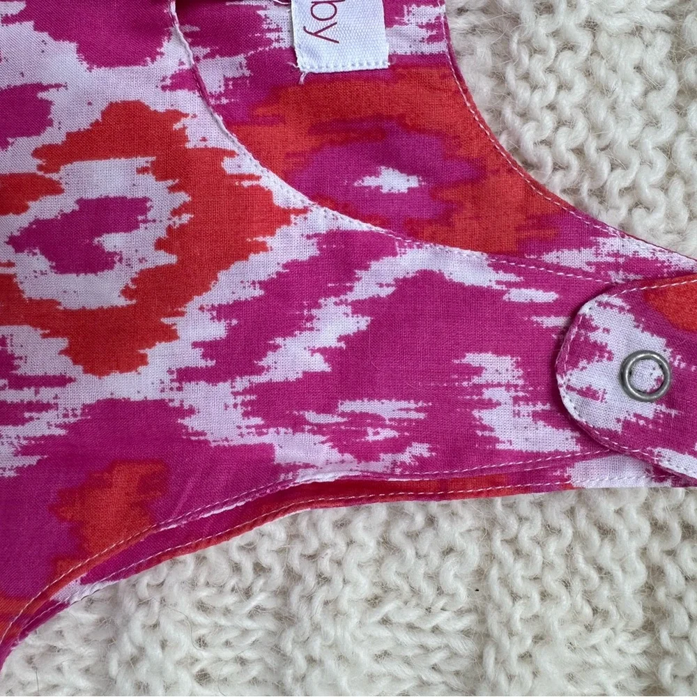 Masala Baby Fuchsia and Orange Ikat Top with Floral Ruffle Bloomers